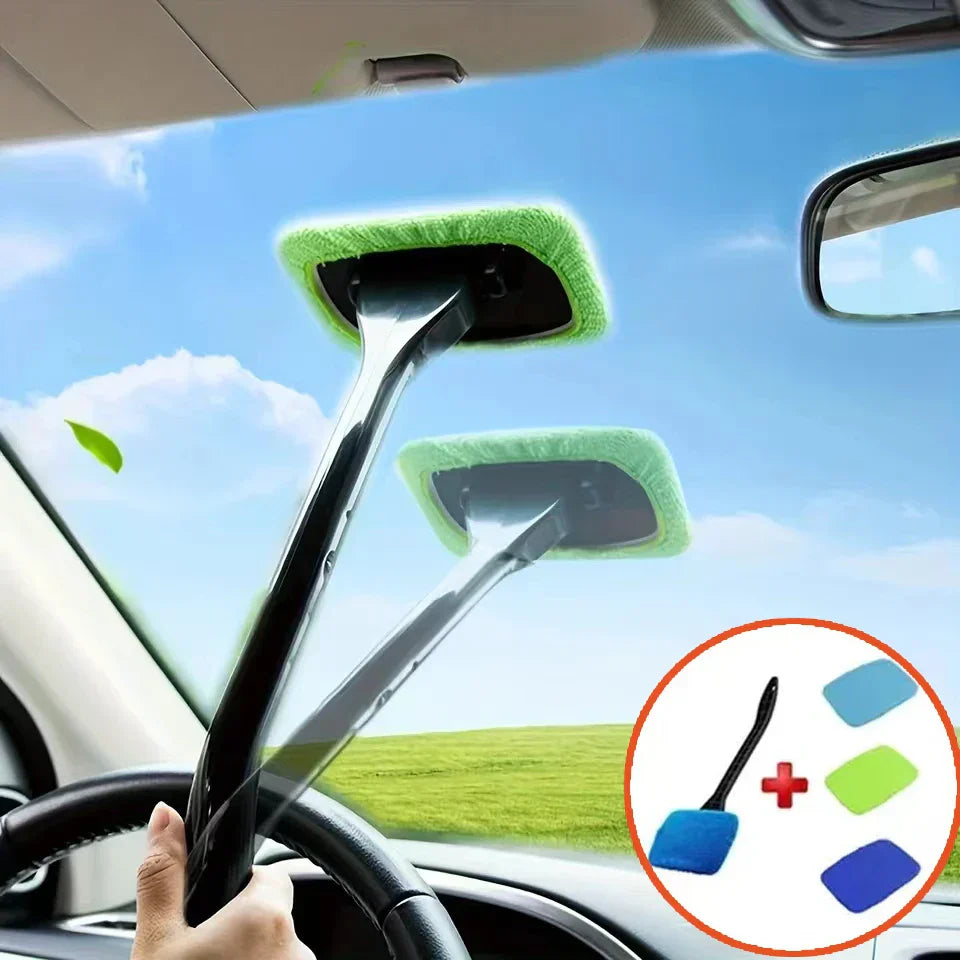 Car Window Cleaner Brush Kit Windshield Cleaning Wash Tool Inside Interior Auto Glass Wiper with Long Handle Car Accessories